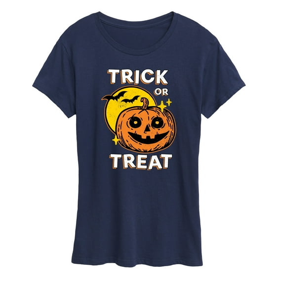 Instant Message - Vintage Trick Or Treat Pumpkin - Women's Short Sleeve Graphic T-Shirt