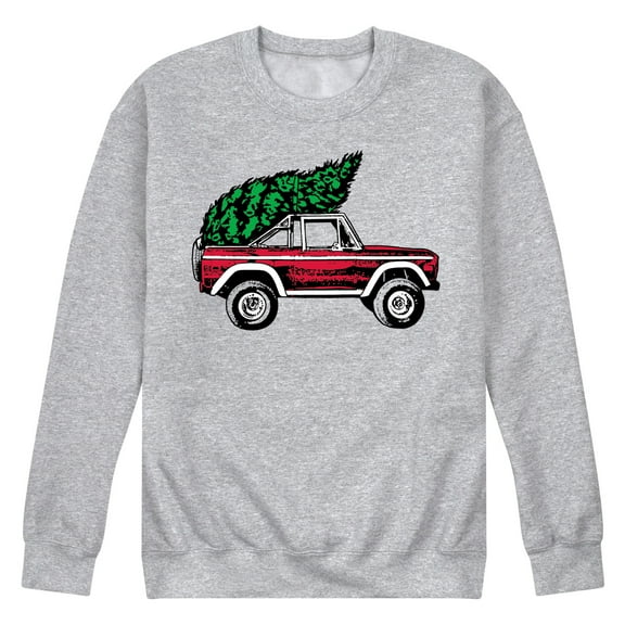Instant Message - Vintage Truck With Christmas Tree - Men's Crew Neck Fleece Pullover
