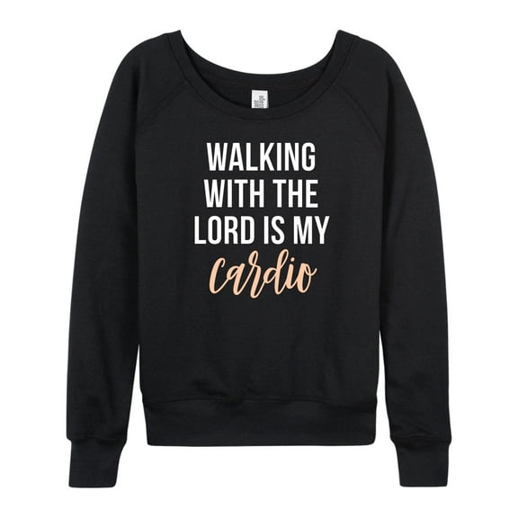 Instant Message - Walking With The Lord Is My Cardio - Ladies Lightweight French Terry Long Sleeve Shirt