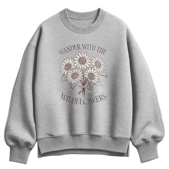 Instant Message - Wander Wildflowers - Ladies Oversized Fleece Crew Sweatshirt