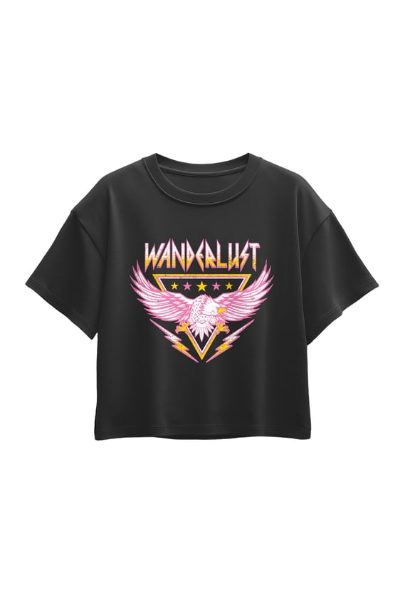 - Wanderlust Rock Roll Eagle Short Sleeve Boxy Graphic T-Shirt
