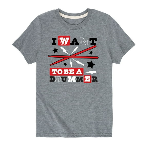 Instant Message - Want to be Drummer Player-Toddler And Youth Short Sleeve Graphic T-Shirt