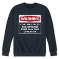 thumbnail image 1 of Instant Message - Warning Contains Facts And Opinions - Men's Crew Neck Fleece Pullover, 1 of 5