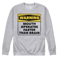 thumbnail image 1 of Instant Message - Warning Mouth Faster Than Brain  - Men's Crew Neck Fleece Pullover, 1 of 6
