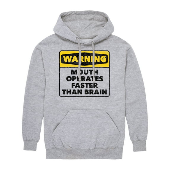 Instant Message - Warning Mouth Faster Than Brain - Men's Pullover Hooded Fleece Sweatshirt