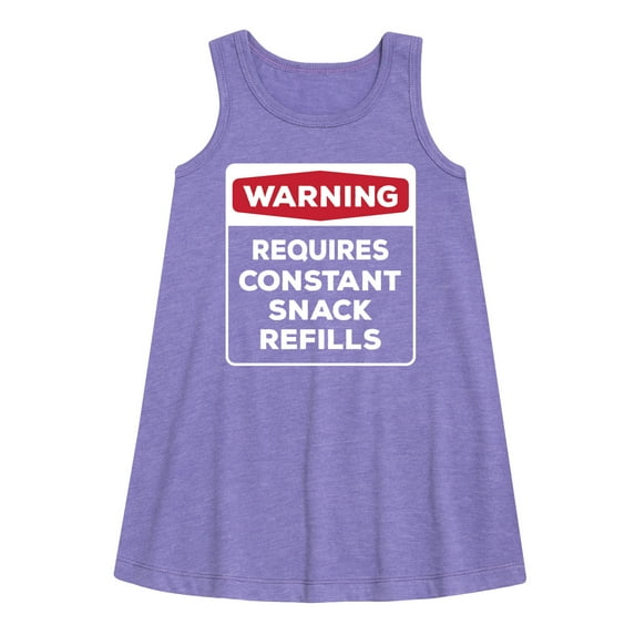 Instant Message - Warning - Requires Constant Snack Refills - Toddler & Youth Girls A-line Dress