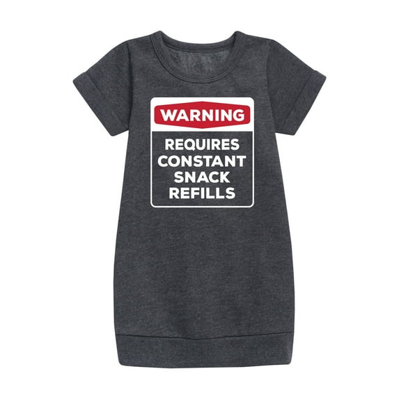 Instant Message - Warning - Requires Constant Snack Refills - Toddler & Youth Girls Fleece Dress