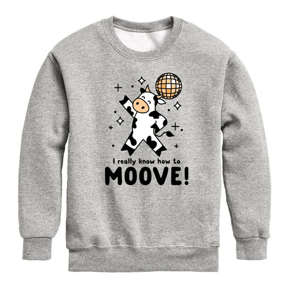 Instant Message - Watch Me Moove Disco Cow - Toddler & Youth Crewneck Fleece Sweatshirt