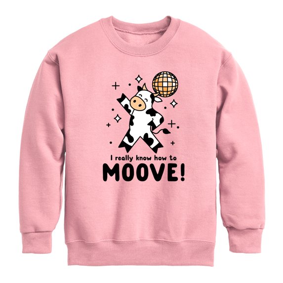 Instant Message - Watch Me Moove Disco Cow - Toddler & Youth Crewneck Fleece Sweatshirt