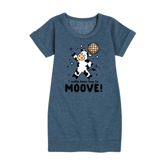 Instant Message - Watch Me Moove Disco Cow - Toddler & Youth Girls Fleece Dress