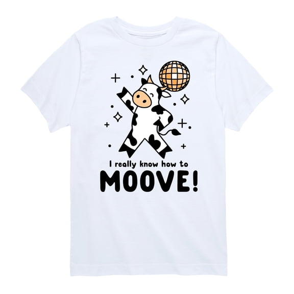 Instant Message - Watch Me Moove Disco Cow - Toddler & Youth Short Sleeve Graphic T-Shirt