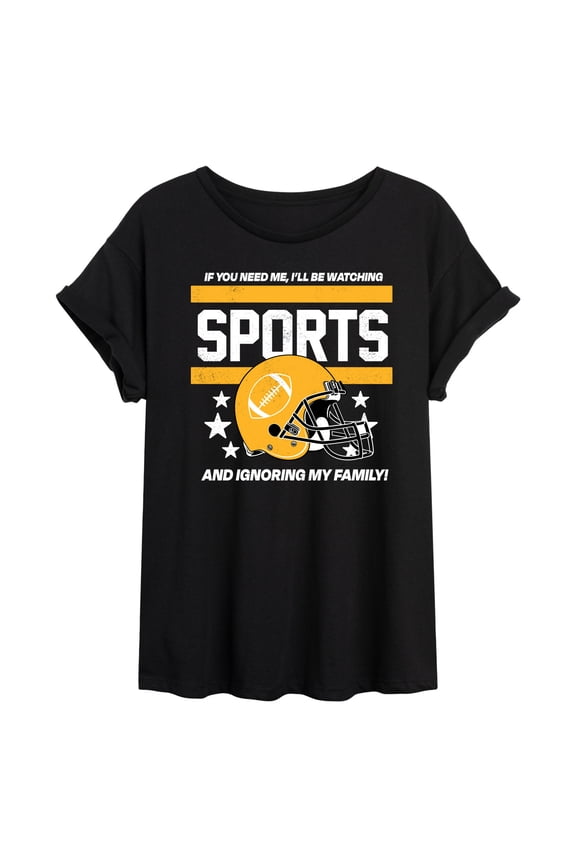 - Watching Sports, Ignoring Family Oversized Graphic T-Shirt