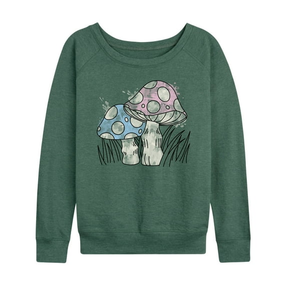 Instant Message - Watercolor Mushrooms - Women's Lightweight French Terry Long Sleeve Shirt