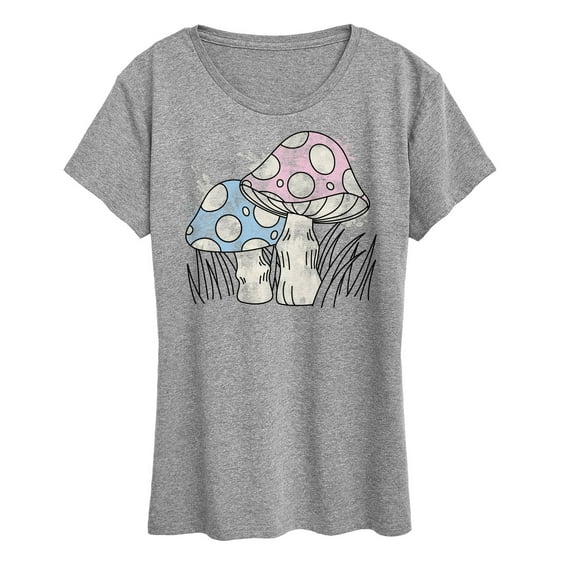 Instant Message - Watercolor Mushrooms - Women's Short Sleeve Graphic T-Shirt