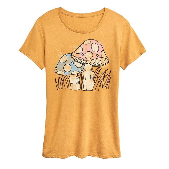 Instant Message - Watercolor Mushrooms - Women's Short Sleeve Graphic T-Shirt