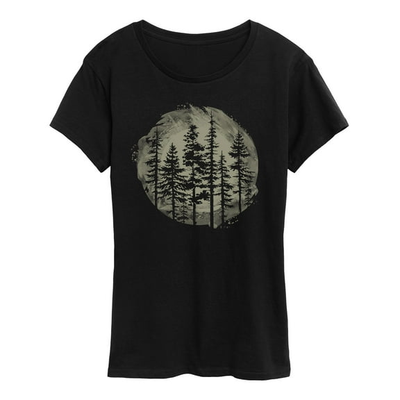 Instant Message - Watercolor Pine Trees - Women's Short Sleeve Graphic T-Shirt
