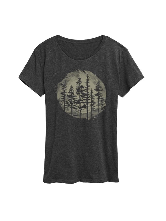 - Watercolor Pine Trees Women's Short Sleeve Graphic T-Shirt