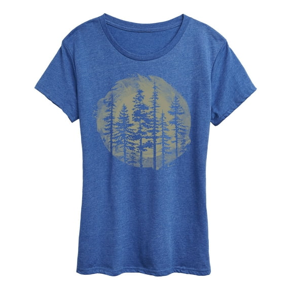 Instant Message - Watercolor Pine Trees - Women's Short Sleeve Graphic T-Shirt
