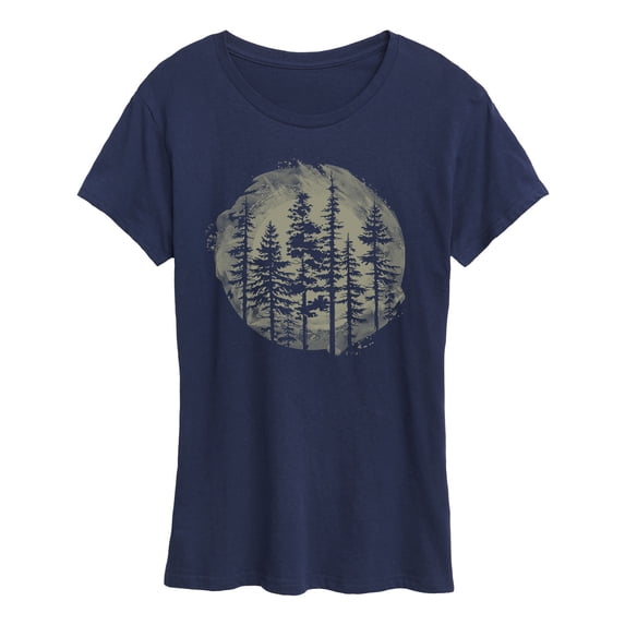 Instant Message - Watercolor Pine Trees Women's Short Sleeve Graphic T-Shirt