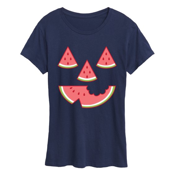Instant Message - Watermelon Jack-O-Lantern Short Sleeve Graphic T-Shirt