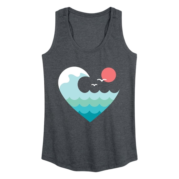 Instant Message - Wave Heart Sunset Graphic Racerback Tank