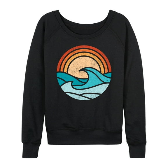 Instant Message - Wave Scene - Women's Lightweight French Terry Long Sleeve Shirt