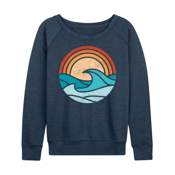 Instant Message - Wave Scene - Women's Lightweight French Terry Long Sleeve Shirt