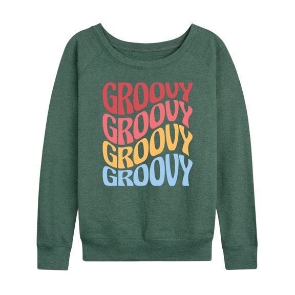 Instant Message - Wavy Groovy Stacked - Women's Lightweight French Terry Long Sleeve Shirt