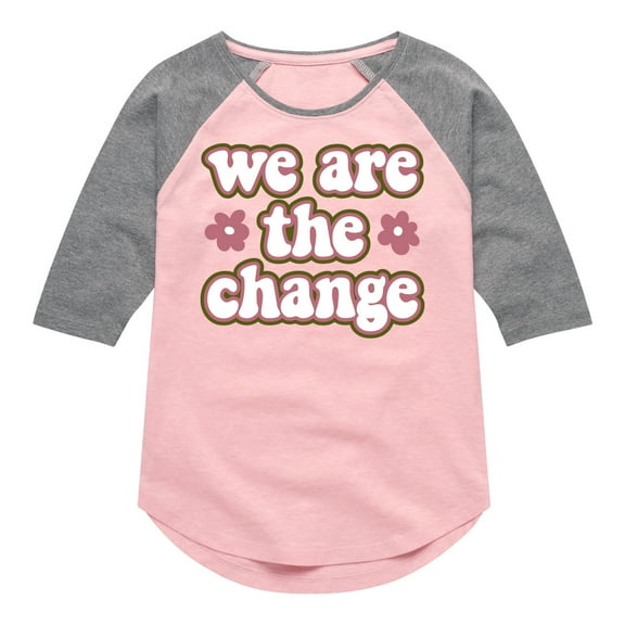 Instant Message - We Are The Change - Toddler & Youth Girls Raglan Graphic T-Shirt
