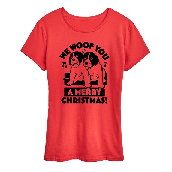 Instant Message - We Woof You Merry Christmas - Women's Short Sleeve Graphic T-Shirt