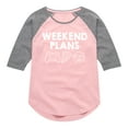 thumbnail image 1 of Instant Message - Weekend Plans - Toddler And Youth Girls Raglan Graphic T-Shirt, 1 of 4