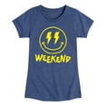 thumbnail image 1 of Instant Message - Weekend Smile Face - Youth Girls Short Sleeve T-shirt, 1 of 5