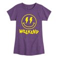 thumbnail image 1 of Instant Message - Weekend Smile Face - Youth Girls Short Sleeve T-shirt, 1 of 5