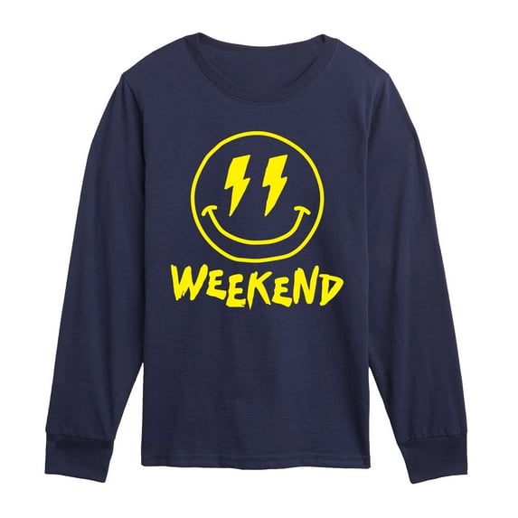 Instant Message - Weekend Smile Face - Youth Long Sleeve Graphic T-shirt