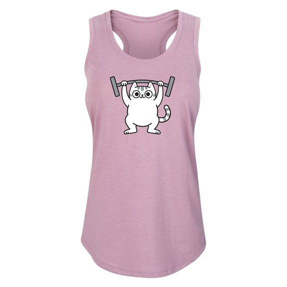 Instant Message - Weight Lifting Cat - Ladies Racerback Tank