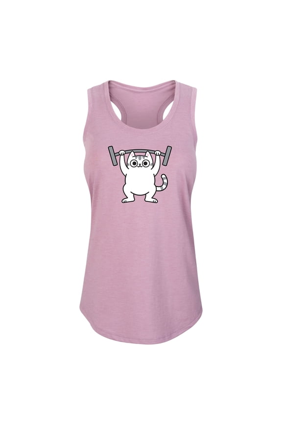 - Weight Lifting Cat - Ladies Racerback Tank