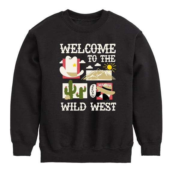 Instant Message - Welcome To The Wild West - Toddler & Youth Crewneck Fleece Sweatshirt