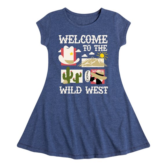 Instant Message - Welcome To The Wild West - Toddler & Youth Girls Fit & Flare Dress