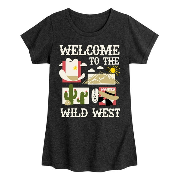 Instant Message - Welcome To The Wild West - Toddler & Youth Girls Short Sleeve Graphic T-Shirt