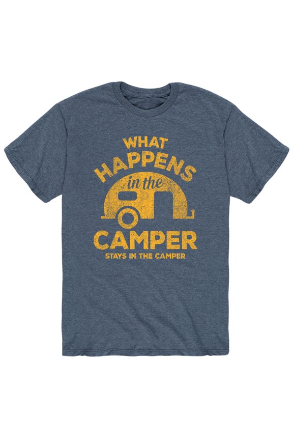 - What Happens In Camper Stays In Camper Short Sleeve Graphic T-Shirt