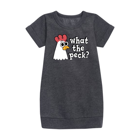 Instant Message - What The Peck Chicken - Toddler & Youth Girls Fleece Dress