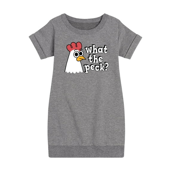 Instant Message - What The Peck Chicken - Toddler & Youth Girls Fleece Dress