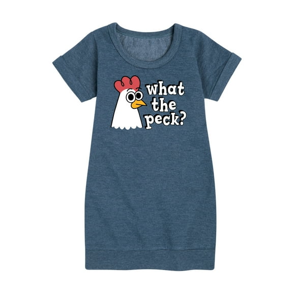 Instant Message - What The Peck Chicken - Toddler & Youth Girls Fleece Dress