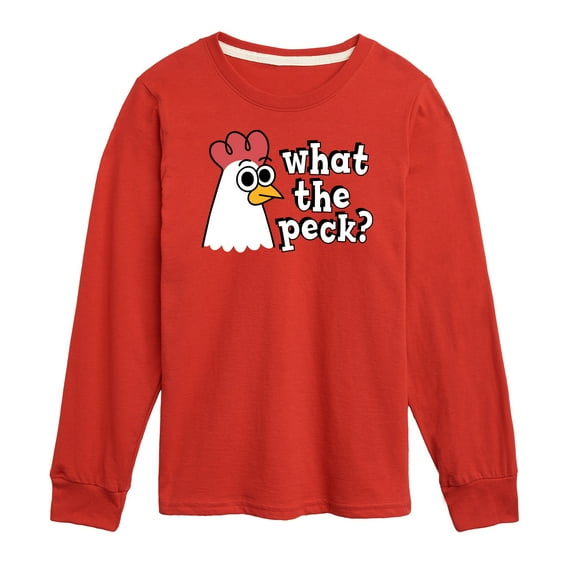 Instant Message - What The Peck Chicken - Toddler & Youth Long Sleeve Graphic T-Shirt