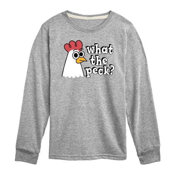 Instant Message - What The Peck Chicken - Toddler & Youth Long Sleeve Graphic T-Shirt