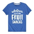 thumbnail image 1 of Instant Message - Whatever Im Getting Fruit Snacks  - Youth Short Sleeve Tee, 1 of 5