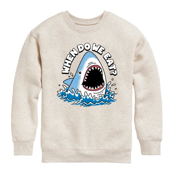 Instant Message - When Do We Eat - Youth Boys Crew Fleece Sweatshirt