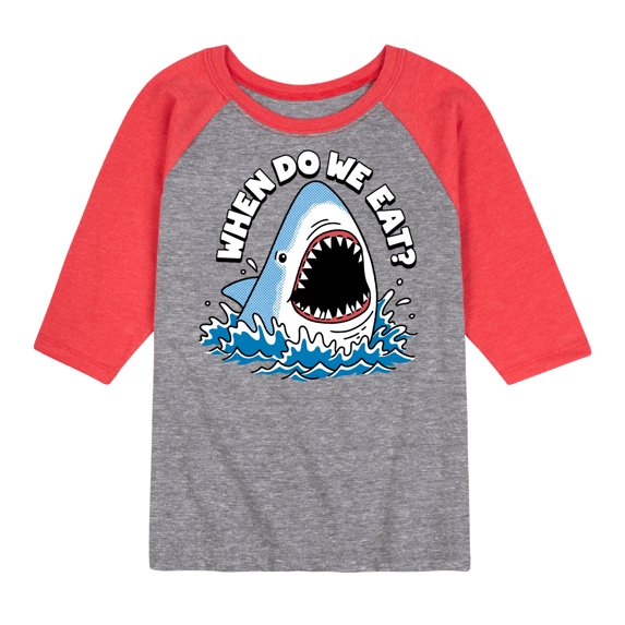 Instant Message - When Do We Eat - Toddler & Youth Raglan Graphic T-Shirt