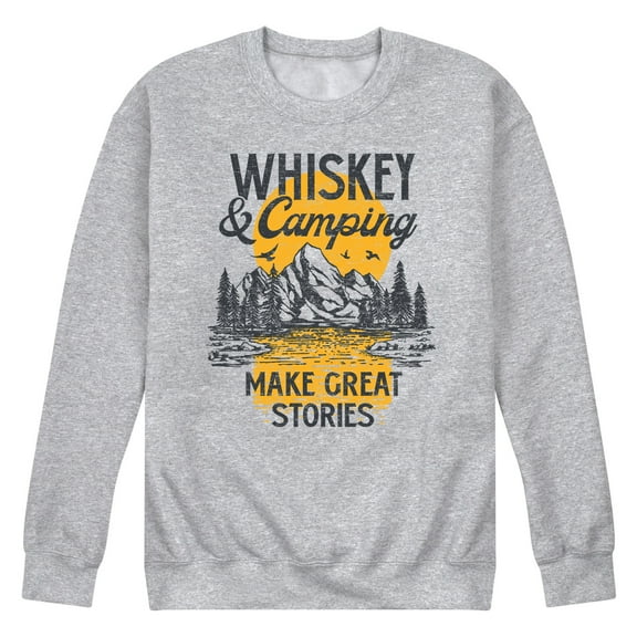 Instant Message - Whiskey And Camping Stories - Men's Crew Neck Fleece Pullover