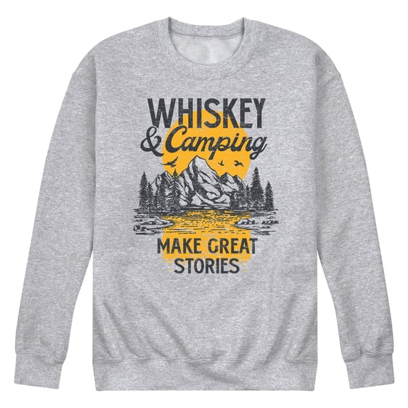 Instant Message - Whiskey And Camping Stories - Men's Crew Neck Fleece Pullover